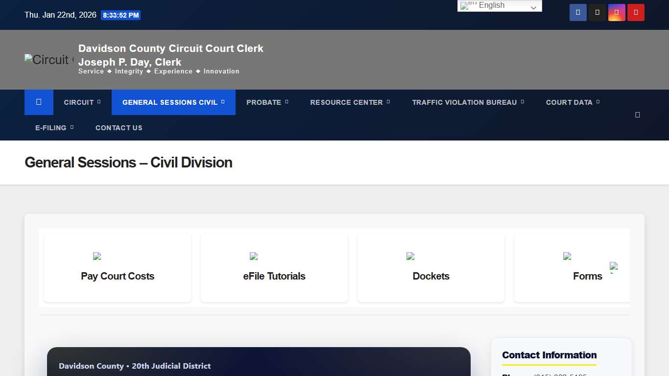General Sessions – Civil Division – Circuit Court Clerk