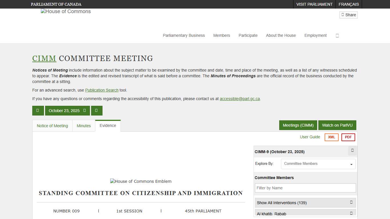 Evidence - CIMM (45-1) - No. 9 - House of Commons of Canada
