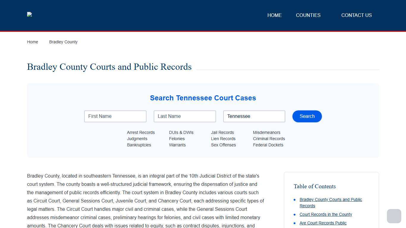 Bradley County Records and Case Search